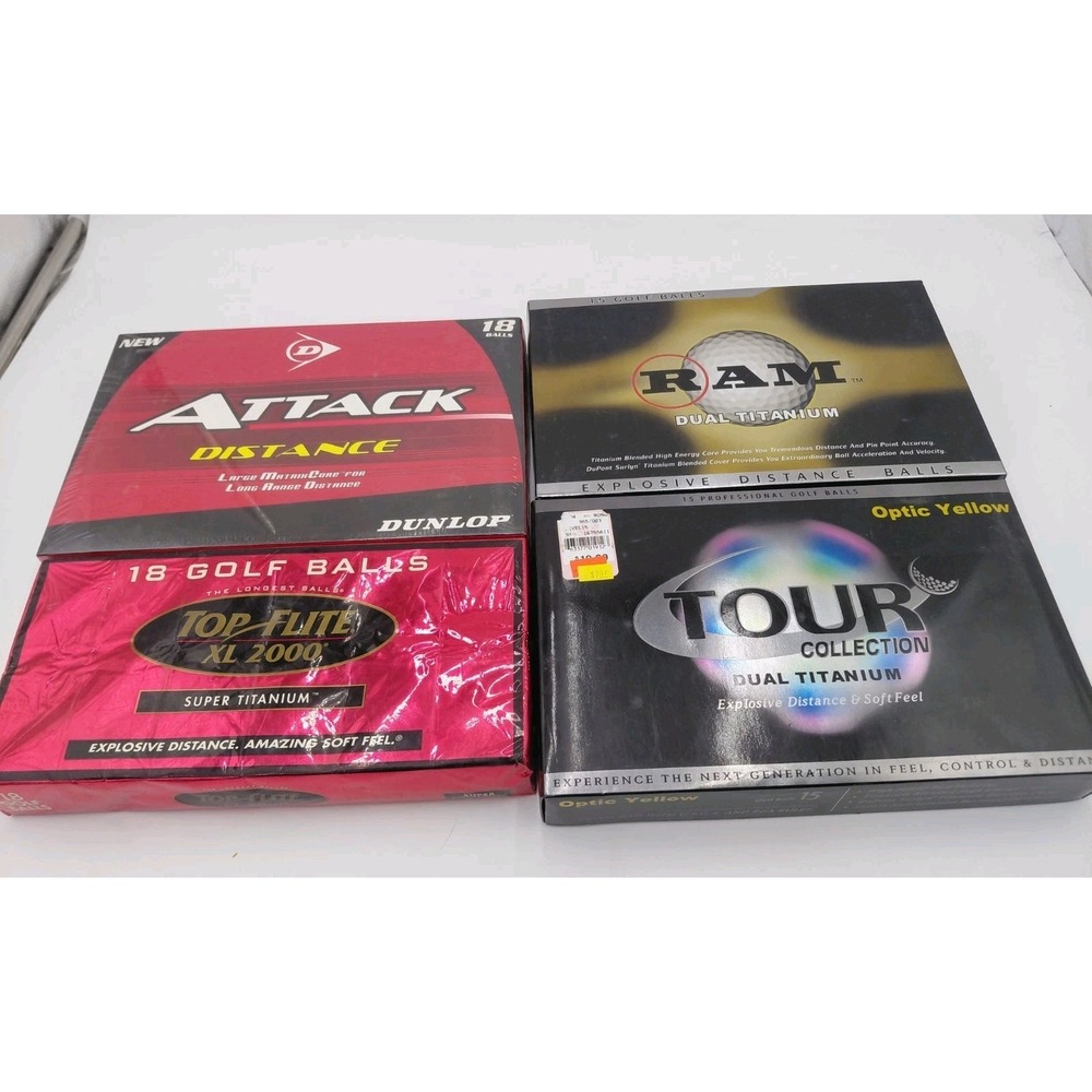 Sealed Golf Ball Lot 4 Packs Mixed Dunlop Attack Elite Core Long Range Distance
